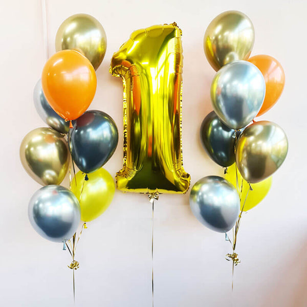 Customizable Gold 1 Number Birthday Balloons - Any Age Available