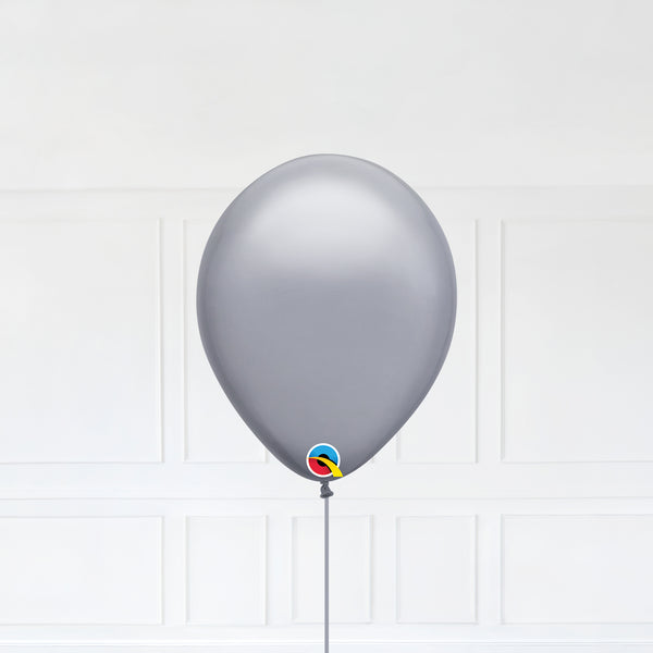 Gray color Latex balloon inflated with helium and a matching with 1.5 meter ribbon