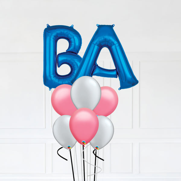 Customizable Letters BA Balloon Bouquet Blue Micro Foil Balloon with Latex Balloons