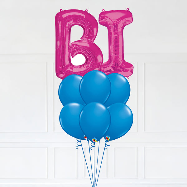 Customizable Letters BI Balloon Bouquet Pink Micro Foil Balloon with Latex Balloons