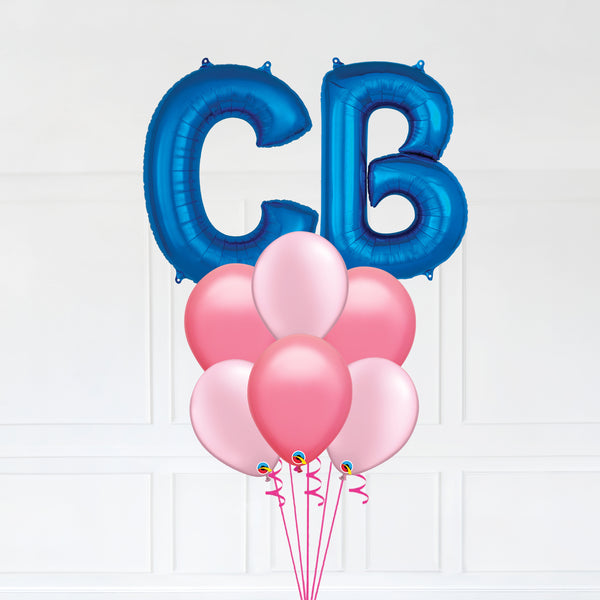 Customizable Letters CB Balloon Bouquet Blue Micro Foil Balloon with Latex Balloons