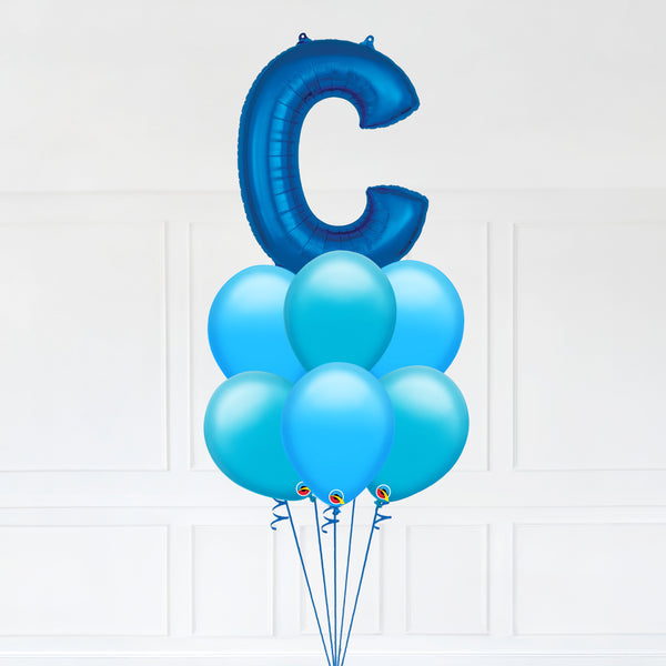 Customizable Letter C Balloon Bouquet Blue Micro Foil Balloon with Latex Balloons