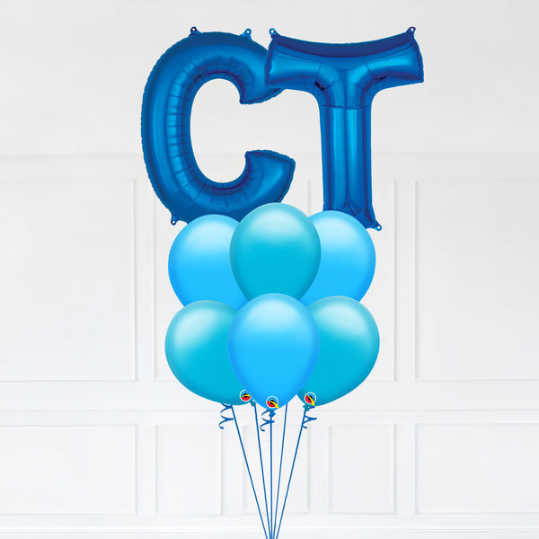 Customizable Letters CT Balloon Bouquet Blue Micro Foil Balloon with Latex Balloons