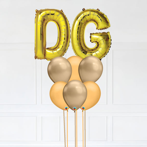 Customizable Letters DG Balloon Bouquet Gold Micro Foil Balloon with Latex Balloons