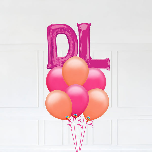 Customizable Letters DL Balloon Bouquet Pink Micro Foil Balloon with Latex Balloons