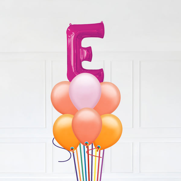 Customizable Letter E Balloon Bouquet Pink Micro Foil Balloon with Latex Balloons