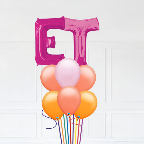 Customizable Letters ET Balloon Bouquet Pink Micro Foil Balloon with Latex Balloons