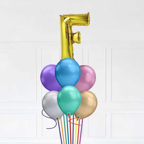 Customizable Letter F Balloon Bouquet Gold Micro Foil Balloon with Latex Balloons