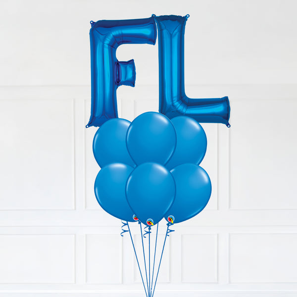 Customizable Letters FL Balloon Bouquet Blue Micro Foil Balloon with Latex Balloons