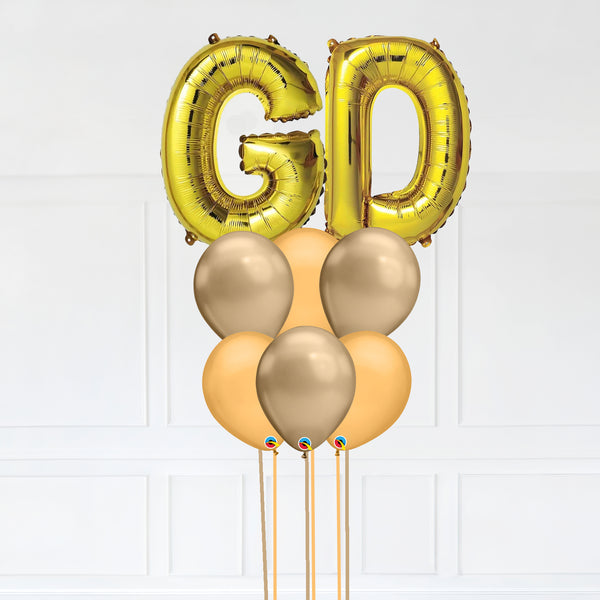 Customizable Letters GD Balloon Bouquet Gold Micro Foil Balloon with Latex Balloons