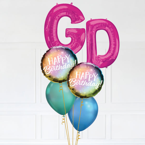 Customizable Letters GD Balloon Bouquet Pink Micro Foil Balloon with Latex Balloons