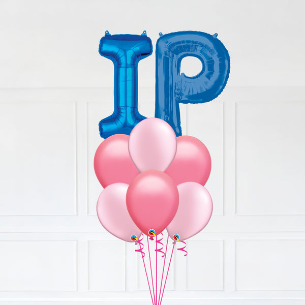 Customizable Letters IP Balloon Bouquet Blue Micro Foil Balloon with Latex Balloons