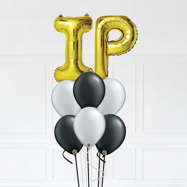 Customizable Letters IP Balloon Bouquet Gold Micro Foil Balloon with Latex Balloons