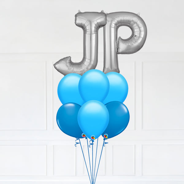 Customizable Letters JP Balloon Bouquet Silver Micro Foil Balloon with Latex Balloons