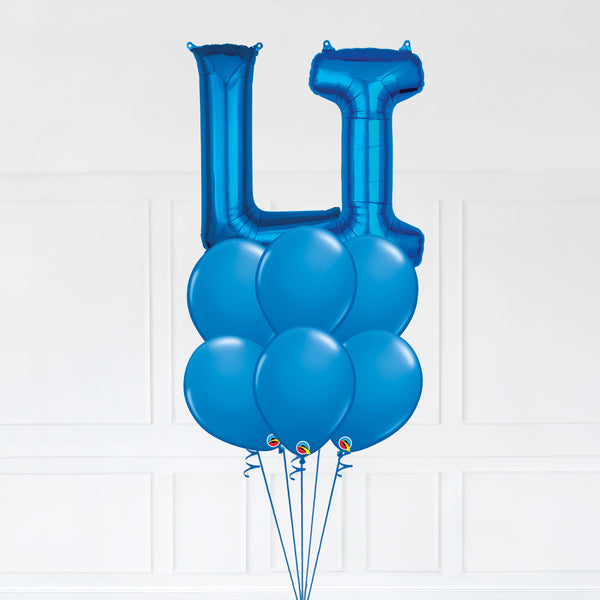 Customizable Letters LI Balloon Bouquet Blue Micro Foil Balloon with Latex Balloons