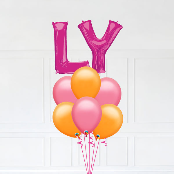 Customizable Letters LY Balloon Bouquet Pink Micro Foil Balloon with Latex Balloons