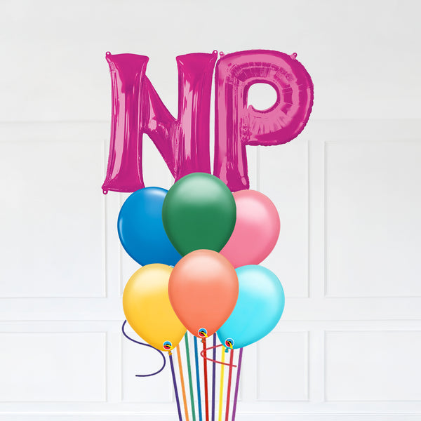 Customizable Letters NP Balloon Bouquet Pink Micro Foil Balloon with Latex Balloons