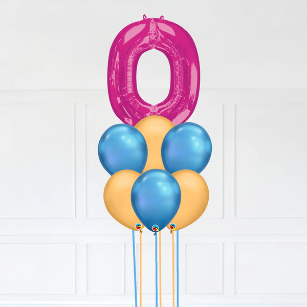 Customizable Letter O Balloon Bouquet Pink Micro Foil Balloon with Latex Balloons