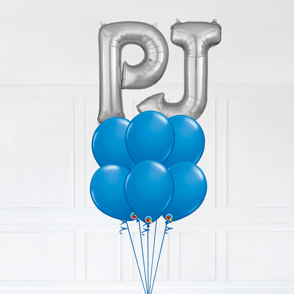 Customizable Letters PJ Balloon Bouquet Silver Micro Foil Balloon with Latex Balloons