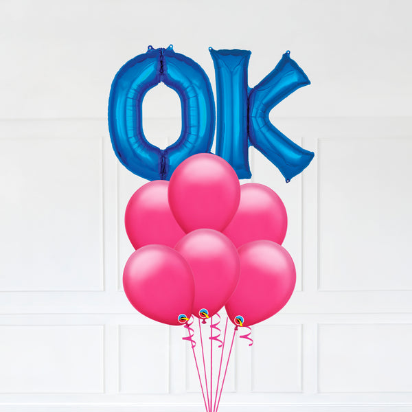 Customizable Letters QK Balloon Bouquet Blue Micro Foil Balloon with Latex Balloons