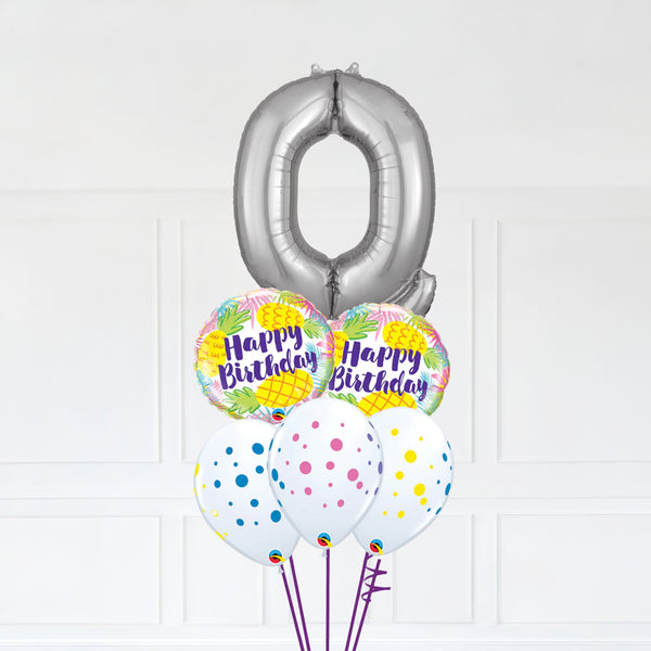 Customizable Letter Q Balloon Bouquet Silver Micro Foil Balloon with Latex Balloons