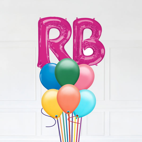 Customizable Letters RB Balloon Bouquet Pink Micro Foil Balloon with Latex Balloons