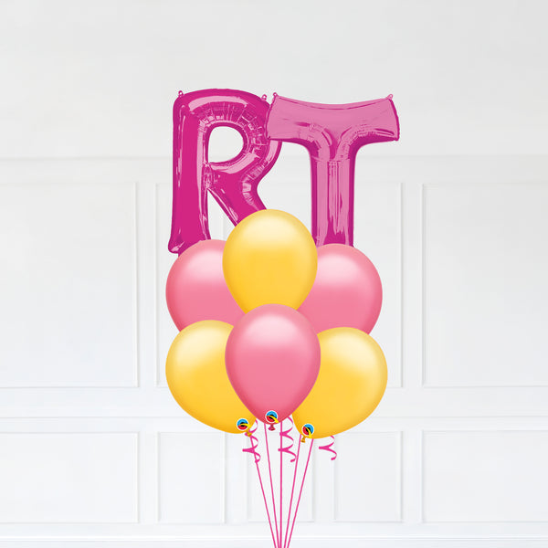 Customizable Letters RT Balloon Bouquet Pink Micro Foil Balloon with Latex Balloons