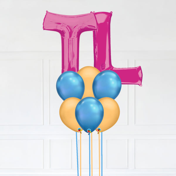 Customizable Letters TL Balloon Bouquet Pink Micro Foil Balloon with Latex Balloons