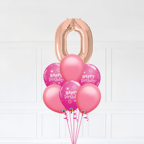 Customizable Number 0 Balloon Bouquet Rose Gold Micro Foil Balloon with Latex Happy Birthday Balloons