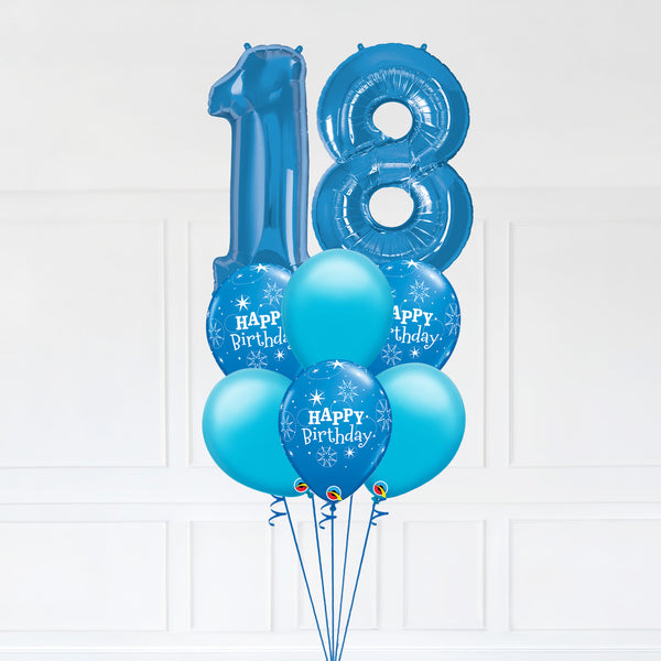 Customizable Number 18 Balloon Bouquet Blue Micro Foil Balloon with Latex Happy Birthday Balloons