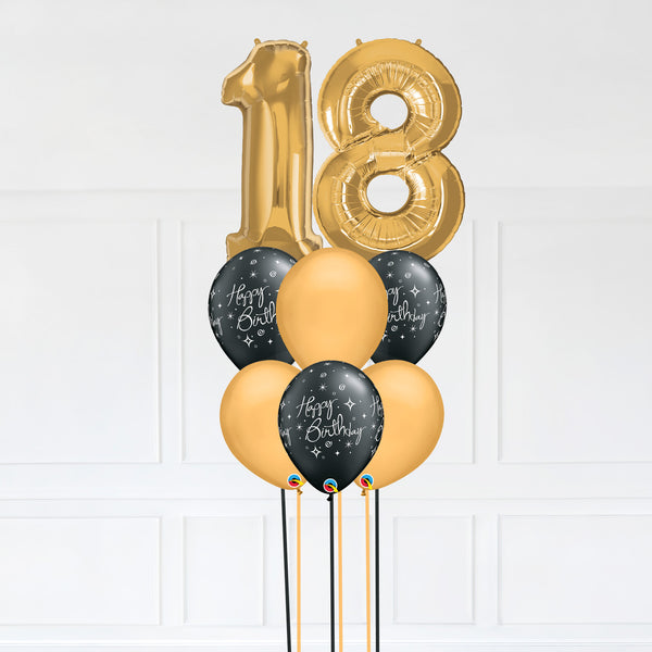 Customizable Number 18 Balloon Bouquet Gold Micro Foil Balloon with Latex Happy Birthday Balloons