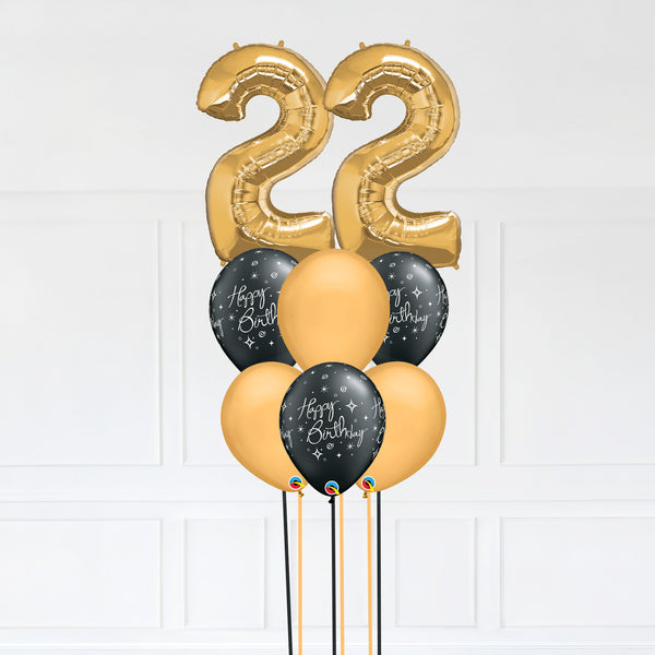 Customizable Number 22 Balloon Bouquet Gold Micro Foil Balloon with Latex Happy Birthday Balloons