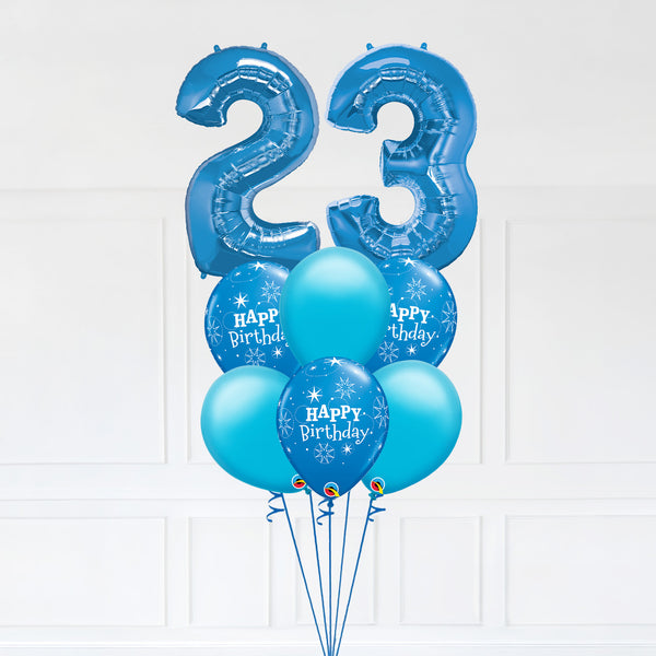 Customizable Number 23 Balloon Bouquet Blue Micro Foil Balloon with Latex Happy Birthday Balloons