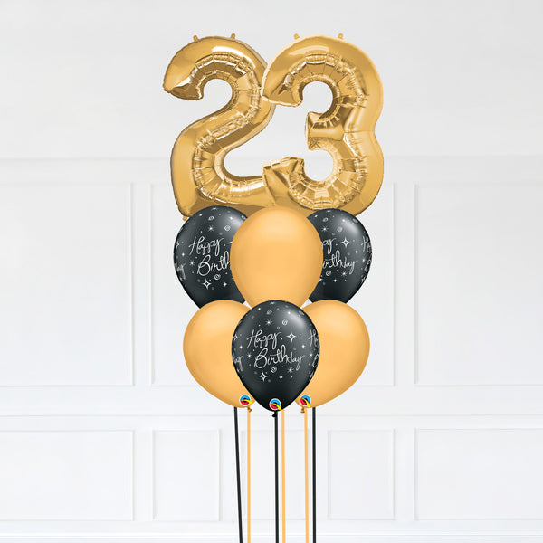 Customizable Number 23 Balloon Bouquet Gold Micro Foil Balloon with Latex Happy Birthday Balloons