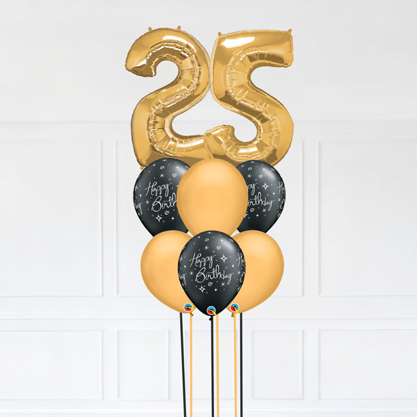 Customizable Number 25 Balloon Bouquet Gold Micro Foil Balloon with Latex Happy Birthday Balloons