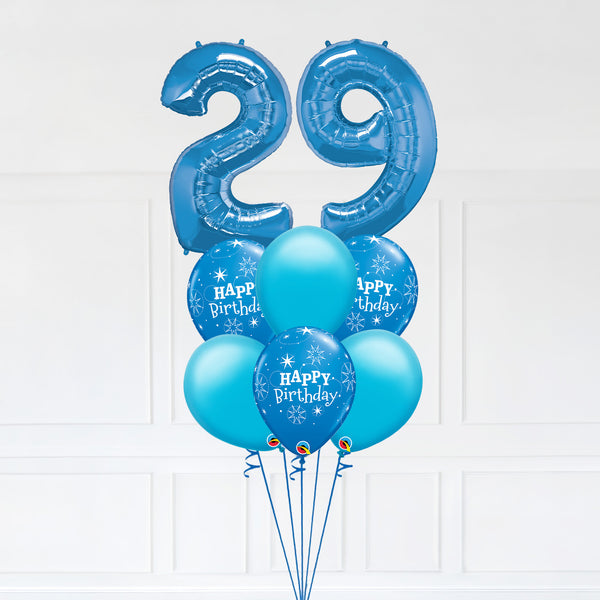 Customizable Number 29 Balloon Bouquet Blue Micro Foil Balloon with Latex Happy Birthday Balloons