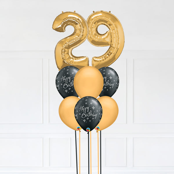 Customizable Number 29 Balloon Bouquet Gold Micro Foil Balloon with Latex Happy Birthday Balloons