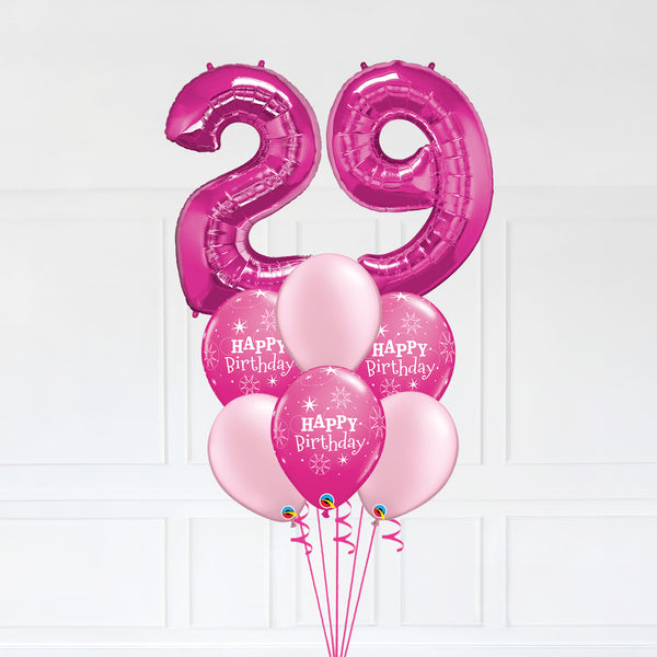 Customizable Number 29 Balloon Bouquet Pink Micro Foil Balloon with Latex Happy Birthday Balloons