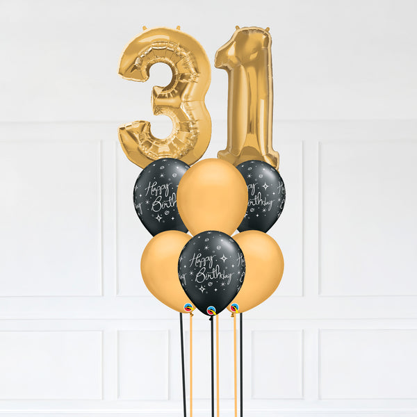 Customizable Number 31 Balloon Bouquet Gold Micro Foil Balloon with Latex Happy Birthday Balloons