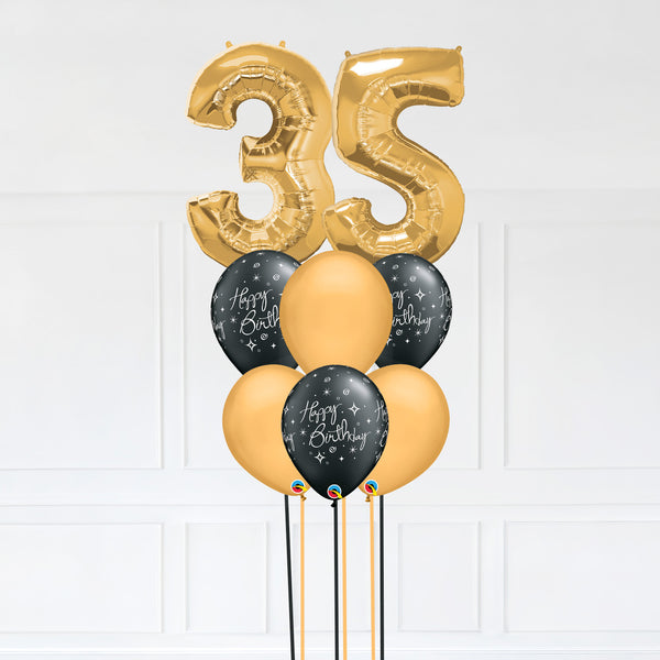 Customizable Number 35 Balloon Bouquet Gold Micro Foil Balloon with Latex Happy Birthday Balloons