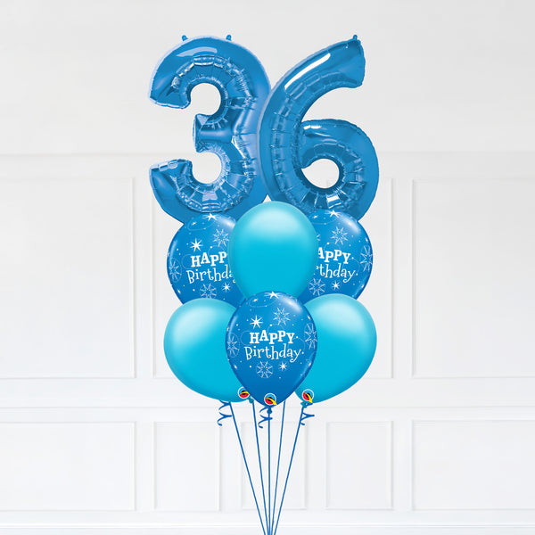 Customizable Number 36 Balloon Bouquet Blue Micro Foil Balloon with Latex Happy Birthday Balloons