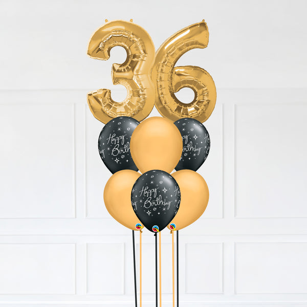 Customizable Number 36 Balloon Bouquet Gold Micro Foil Balloon with Latex Happy Birthday Balloons