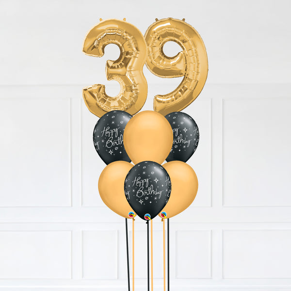 Customizable Number 39 Balloon Bouquet Gold Micro Foil Balloon with Latex Happy Birthday Balloons