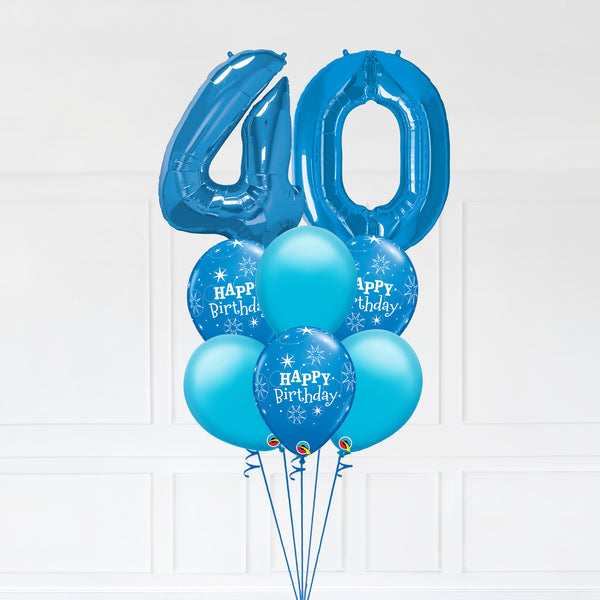 Customizable Number 40 Balloon Bouquet Blue Micro Foil Balloon with Latex Happy Birthday Balloons