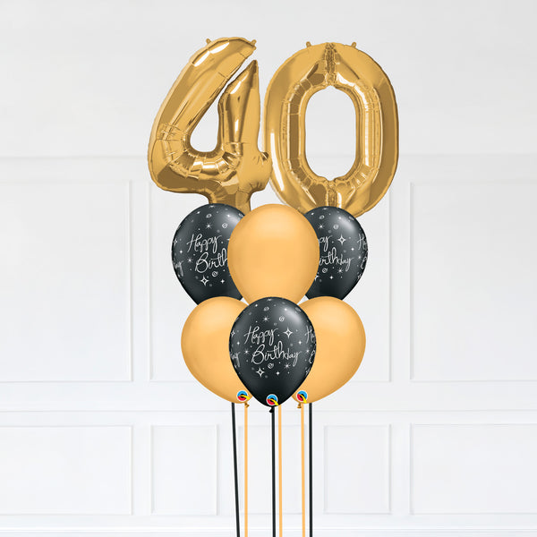 Customizable Number 40 Balloon Bouquet Gold Micro Foil Balloon with Latex Happy Birthday Balloons