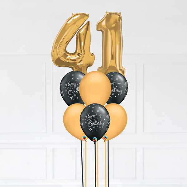 Customizable Number 41 Balloon Bouquet Gold Micro Foil Balloon with Latex Happy Birthday Balloons