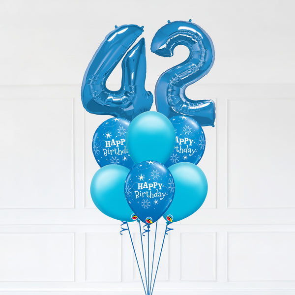 Customizable Number 42 Balloon Bouquet Blue Micro Foil Balloon with Latex Happy Birthday Balloons