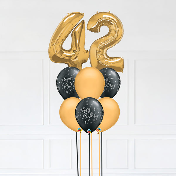 Customizable Number 42 Balloon Bouquet Gold Micro Foil Balloon with Latex Happy Birthday Balloons