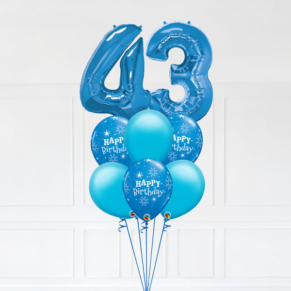 Customizable Number 43 Balloon Bouquet Blue Micro Foil Balloon with Latex Happy Birthday Balloons