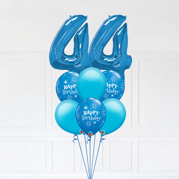 Customizable Number 44 Balloon Bouquet Blue Micro Foil Balloon with Latex Happy Birthday Balloons